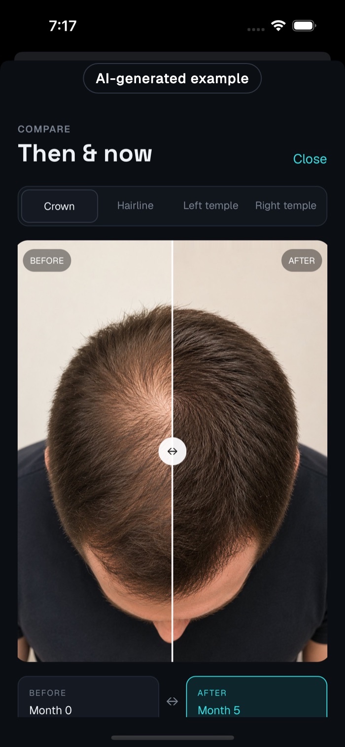 AI-generated example: Then and now comparison of two aligned photos